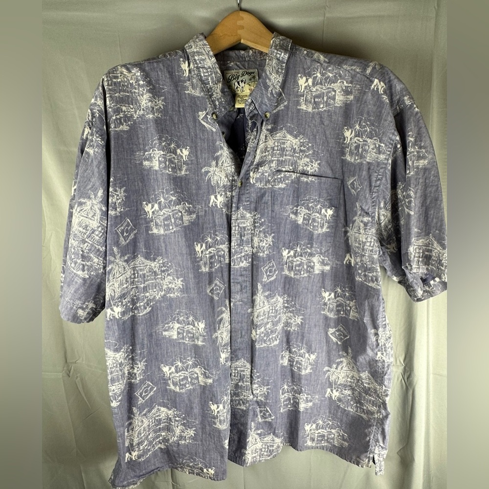 Relaxed Fit Men’s Blue Printed Short-Sleeve Shirt